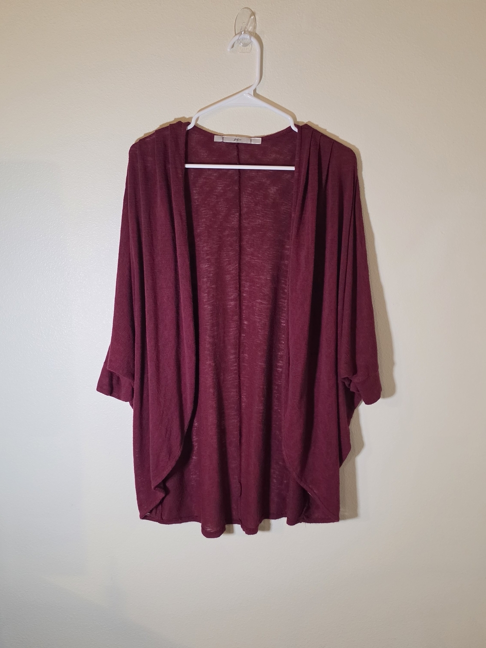 Gibson Burgundy Waterfall Cardigan Open Front Dolman Sleeve Size S
